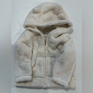 6/$20 Baby GAP Plush Cream Hoodie with bear ears hood